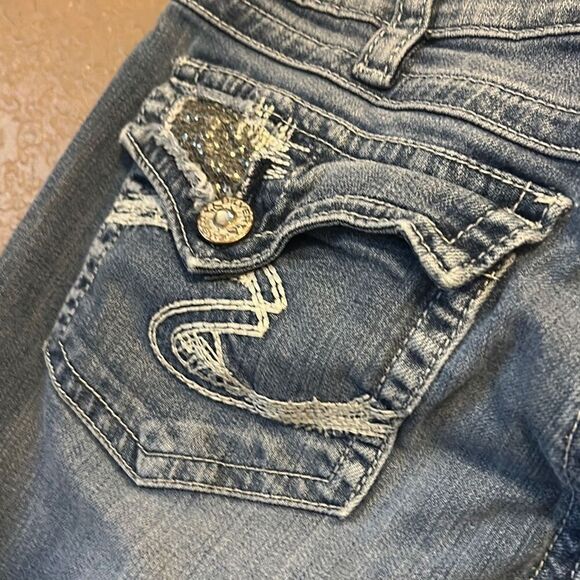 Silver Jeans Co Flare Leg Embellished Pockets Denim Jeans - Picture 8 of 10